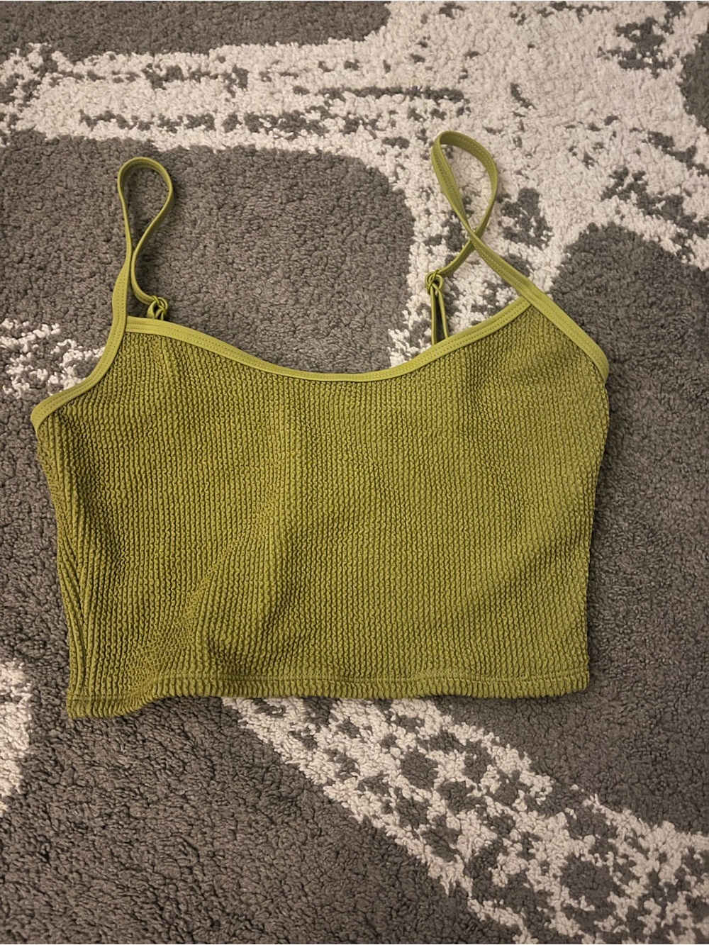 Good American Olive Green Knit Cropped Cami with Adjustable Straps